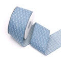 Light blue denim ribbon with white geometric jacquard pattern on a white spool - 3# Sky Blue