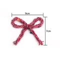 Handmade knitted Christmas bow with red and white wool yarn, 9cm width x 7cm height size - 9CM*7CM / Burgundy