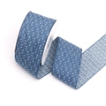 Denim blue ribbon with white polka dot patterns for DIY craft and garment accessories - 1# Denim Blue