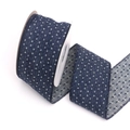 Deep blue denim ribbon roll with white polka dot pattern for DIY clothing and crafts - 2# Deep Blue