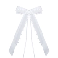 Weiße Haarschleife aus Chiffon mit zarter Herzspitze und langen eleganten Bändern - Satin-Herz-Stil / Weiß