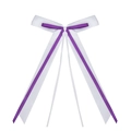 Dual-layer satin ribbon bow in purple and white with swallowtail ends for DIY hair accessories - Purple Ribbon