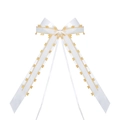 Weiße transparente Organza-Schleife mit goldenen Herz-Kanten zur Geschenkverpackung - Gelb