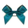Dark teal satin ribbon bow with gold edges for gift boxes and floral decorations - 8x8cm / Dark Green