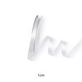 Glossy 1cm white satin polyester ribbon roll for gift wrapping and floral bouquets - White / 10mm (3/8 inch)