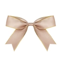 Elegant champagne satin bow with gold stitched edges for gift box and cake decoration - 11.5x9cm / Coffee