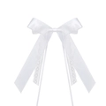 Eleganter weißer Satin-Hochzeitsbogen mit Spitze für die Autospiegeldekoration - Satin-Spitzenrand-Stil / Weiß