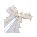 Nœud élégant en organza blanc avec bordure en dentelle de cœur dorée pour décor de mariage - Style Cœur en Organza / Jaune