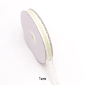 Cremeweißes gerafftes Spitzenband 1cm breit für DIY-Schleifen und Dekorationen - Beige 1cm 50 Yards