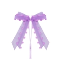 Élégant nœud en mousseline violette avec dentelle cœur et longs rubans pour décoration - Style Cœur en Organza / Violet