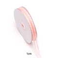 Pink 1cm organza ribbon with ruffled edge on spool for DIY crafts and gift wrapping - Korean Pink 1cm 10 Yards