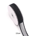 Black organza ribbon with silver wavy edges, 2.5cm width roll for DIY hair accessories - Black And White 2.5cm 10 Yards