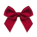Dark red satin bow with golden metallic edge stitching for gift box decoration - 8x8cm / Burgundy