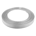 Single roll of silver-gray satin polyester ribbon with glossy finish for gift wrapping - 1cm Width x 22m Length / Gray