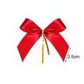 Nœud en satin rouge avec attache dorée pour décoration de cadeaux, petit nœud de 2.5 cm - Style en Polyester Uni Double Face / 2,5 CM de Large / Rouge