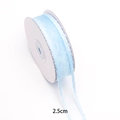 2.5cm light blue translucent organza ribbon with ruffled edges for DIY hair bows - 【2.5cm*10 Sizes】light Blue 006#