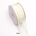 4cm light yellow organza ribbon with ruffled edges on a white spool for DIY crafts - 【4cm*=10 Sizes】beige 008#