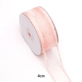 Pink organza ribbon with 4cm ruffled edges for DIY hair bows and craft supplies - 【4cm*10 Sizes】korean Pink 011#