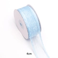 4cm light blue chiffon ribbon roll with white ruffled edge for DIY crafts and accessories - 【4cm*10 Sizes】blue Light 006#