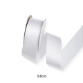 White 3.8cm satin ribbon on paper spool for floral gift wrapping and DIY crafts - White / 3.8CM