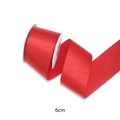 6cm wide bright red satin ribbon roll for gift wrapping and floral bouquet decoration - Red / 6.3cm