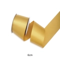Roll of 6cm golden satin polyester ribbon for flower gift box wrapping and DIY crafts - Gold / 6.3cm