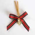 Weihnachtsschleife mit rot-grünen Streifen, goldener Glocke und Metalldrahtbinder - Grün Rot Gestreifte Schleife