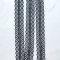 3cm black scalloped lace trim with geometric mesh for DIY headwear and gift wrapping - Black
