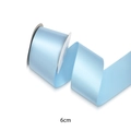 Light blue satin ribbon 6cm width for gift wrapping and DIY crafts polyester material - Blue / 6cm