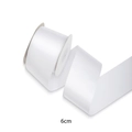6cm wide white satin ribbon roll for gift wrapping floral bouquets and DIY crafts - White / 6.3cm