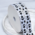 Polyester grosgrain ribbon rolls with soccer ball prints for gift wrapping and DIY crafts - 2.5cm Wide