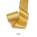 Polished gold 10cm satin ribbon roll for elegant gift box packaging and DIY floral decor - Gold / 10cm