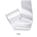 Satin ribbon for gift wrapping, 10cm wide white polyester ribbon for DIY floral bouquets - White / 10cm