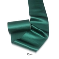 15cm wide dark green satin ribbon roll for gift wrapping and floral DIY bouquets - Green / 15CM