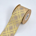 6,5 cm Kunstleinenband mit Goldkaromuster auf Papierrolle für Geschenkverpackungen - 6.5cm Breit 5m Lang
