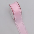 Roze lint met ruches voor cadeauverpakking netjes gewikkeld op een witte kartonnen spoel - 4cm Breed (5 Yards/Rol) / Roze