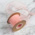 Light pink fishtail organza ribbon on kraft paper spool for DIY bow making - 6cmx9m / Pink