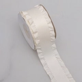 Creamy white 4cm ruffled edge ribbon with pleated wooden ear trim on a paper spool - 4cm Wide (5 Yards/Roll) / Champagne
