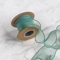 Turquoise sheer organza fishtail ribbon spool with wavy edges for DIY crafts - 6cmx9m / Green