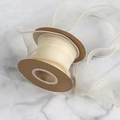 Cream off-white fishtail chiffon ribbon roll for DIY bows and gift packaging - 6cmx9m / Champagne