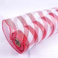 Red and white diagonal striped deco mesh roll for Christmas scene decoration - Red and White Style / 26cm Wide - 10 Yards/Roll