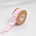 Nastro a scacchi rosa e bianco con bordi pieghettati ondulati su bobina di carta - 3.8CM / Rosa