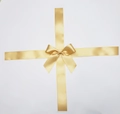 Golden satin ribbon cross wrap with handmade bow for luxury gift box packaging - Gold Cross Ribbon Bow
