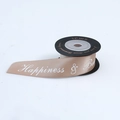 Champagne gold satin ribbon with white script text and black 10M spool display - 【2.5cm Width 5 Yards Just】Champagne