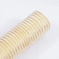 Rotolo di rete decorativa crema e oro per ghirlande natalizie e confezioni regalo - Bianco Candeggiato Oro Metallizzato (Largo 26cm)
