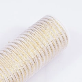 Rotolo di nastro in rete poli bianca e oro per alberi di Natale e decorazioni floreali - Bianco Riso Oro Metallizzato (Largo 26cm)
