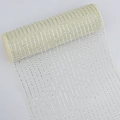Rotolo di rete beige e argento per alberi di Natale e decorazioni floreali fai-da-te - Beige Argento Metallizzato (Largo 26cm)