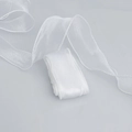 Elegant white semi-transparent chiffon ribbon with pearl luster for gift wrapping - White / 4cm x 2.2m