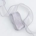 Silver grey translucent wavy organza ribbon with metallic edge stitching for floral DIY - Gray / 4cm x 2.2m