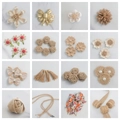 Set of 16 assorted jute burlap flowers and bows with lace for DIY Christmas decor - Other Patterns